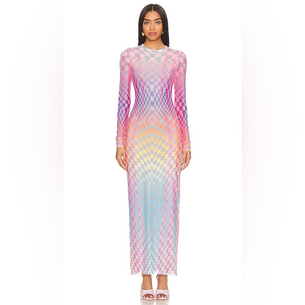 AFRM Didi Dress in Grid Ombré